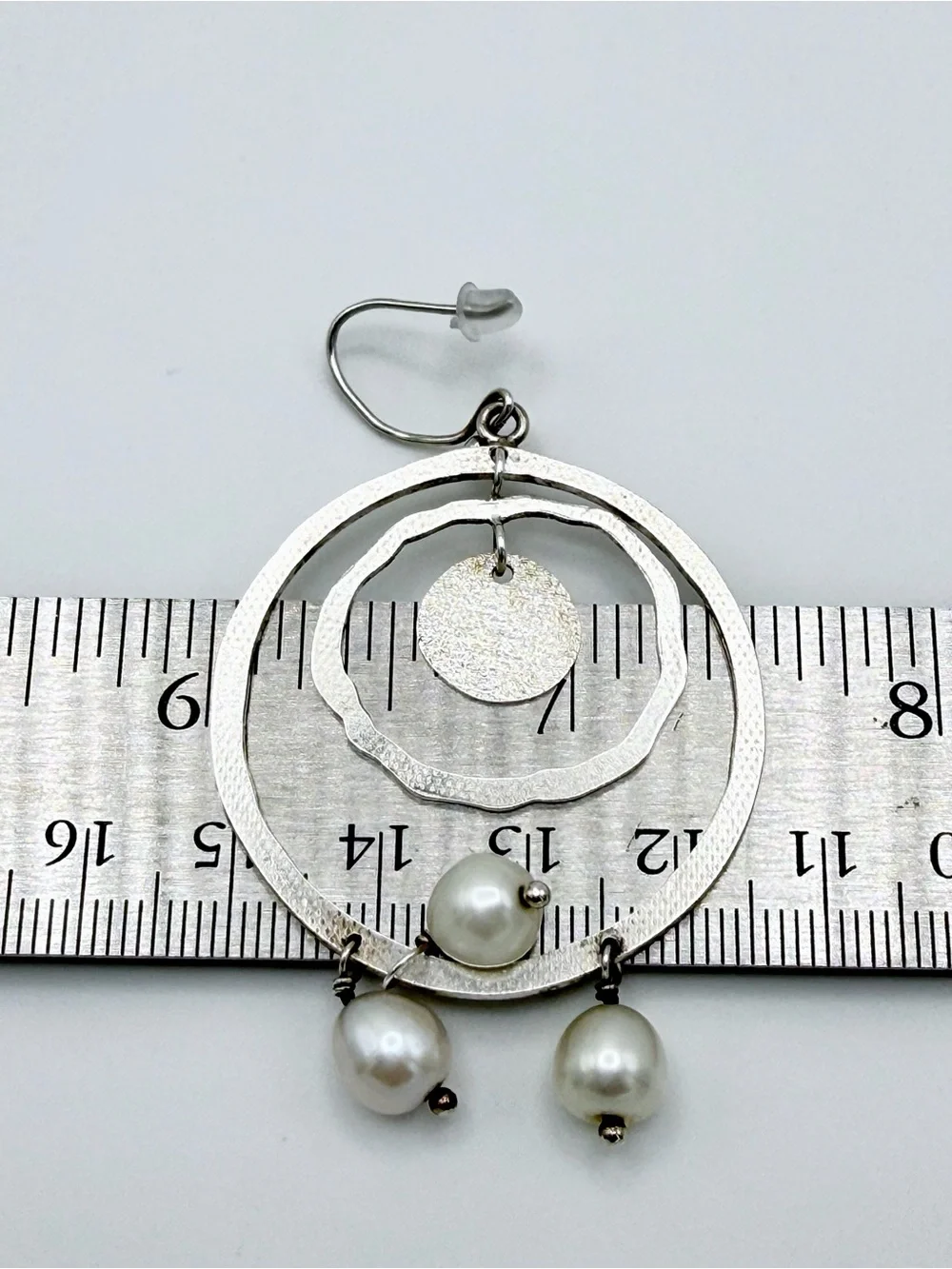 Silpada Rare HTF Sterling PEARLS OF WISDOM Wire Drop Multi-Hoop Earrings wPearls - Picture 10 of 12